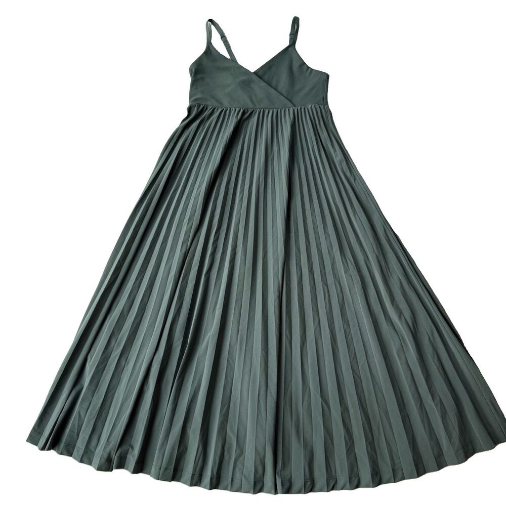 Athleta Pirouette Layering Midi Dress Metropolis Grey Size Small Pleated Flowy